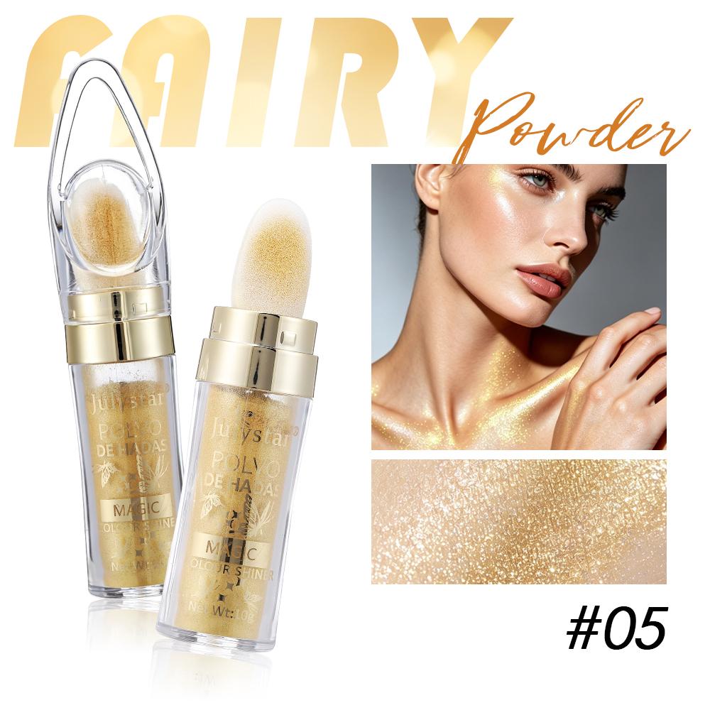 JULYSTAR Polvere da Picchiettare Illuminante, Spugnetta con Polvere Scintillante Magica per Viso Corpo, Illuminante per Trucco da Palcoscenico per Occhi Labbra Clavicola