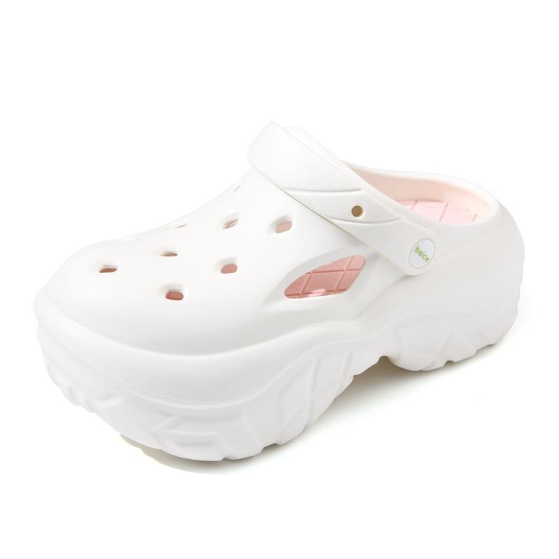 Summer new women's two-color hole shoes platform non-slip wear-resistant fashion outdoor beach bag head mop