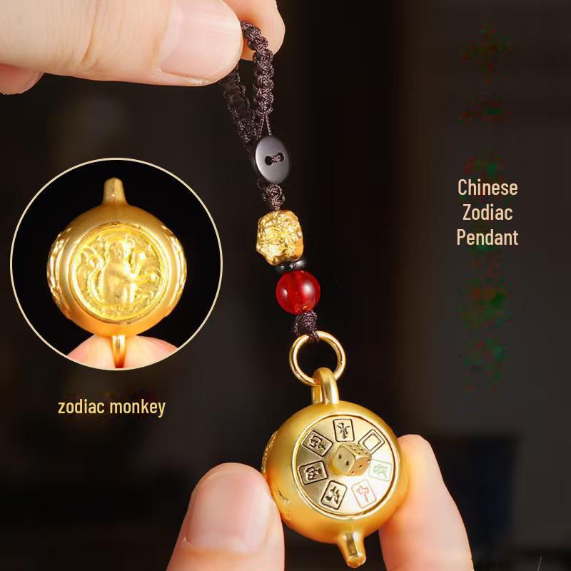 Drehendes Glück Chinesisches Tierkreiszeichen Teekanne Schlüsselanhänger Anhänger
