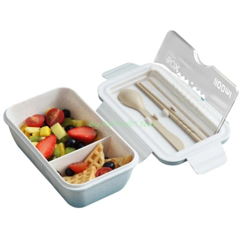 24TE Divided Bentos Box With Utensils Storage Heat Resistant Wheat Straw Lunch Container For Meal Management