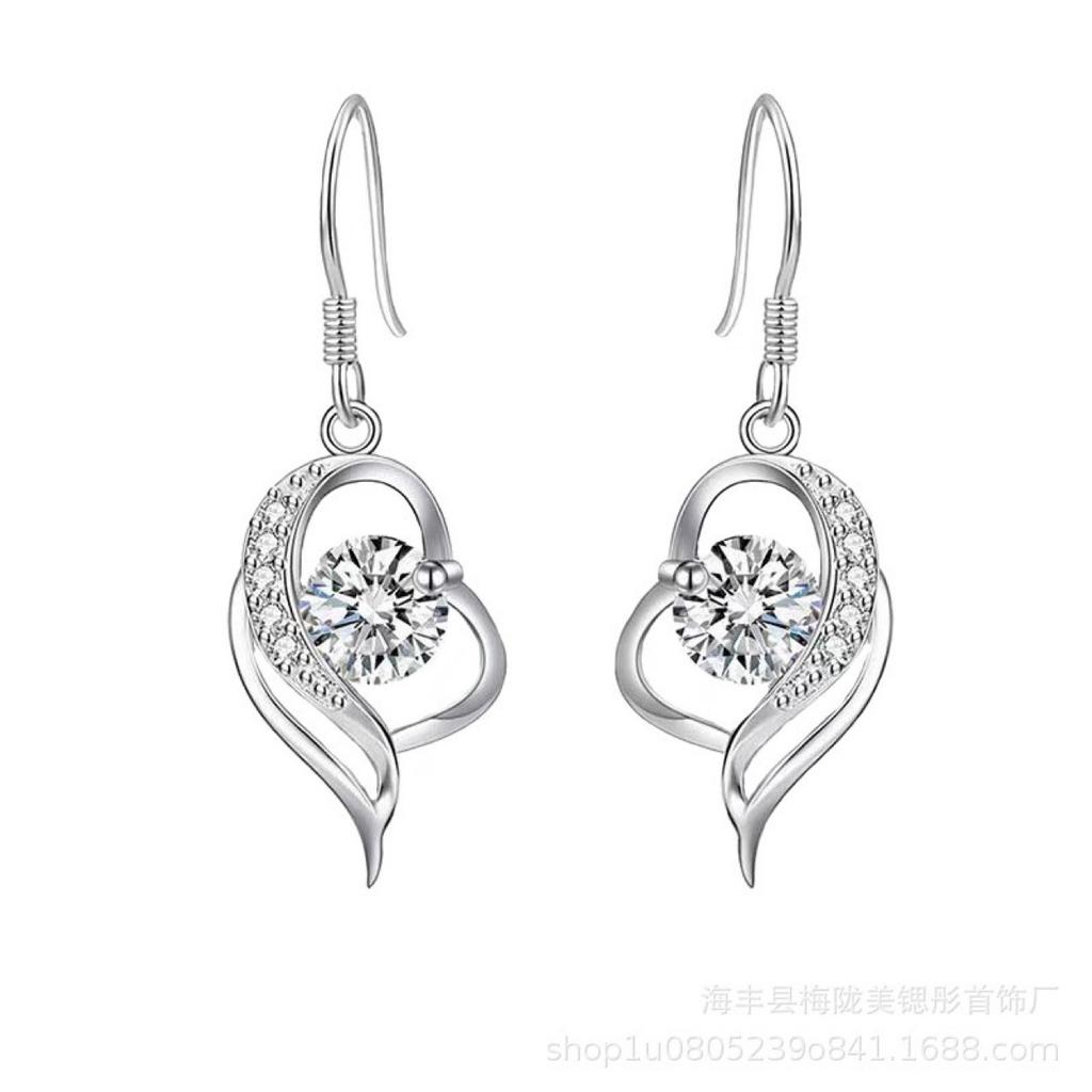 I have your earrings in my heart, women's light luxury, high-end sense, slightly inlaid with zircon, simple personality, temperament, love ear hook