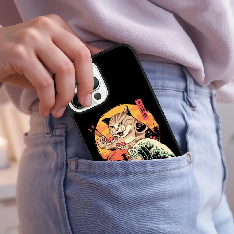 Japanese Style Ukiyo-e Cat Art Phone Case For iPhone 17 Air 15 16e 14 13 Pro Max Coque 12 11 Pro Max PLUS Cover