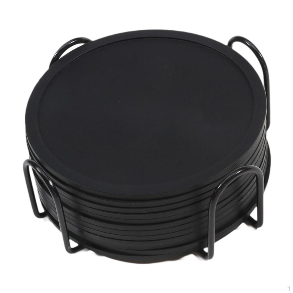 12 Pieces 10cm Silicone Coasters Coffee Coaster Heat Resistant Glass Cushion for Restaurant