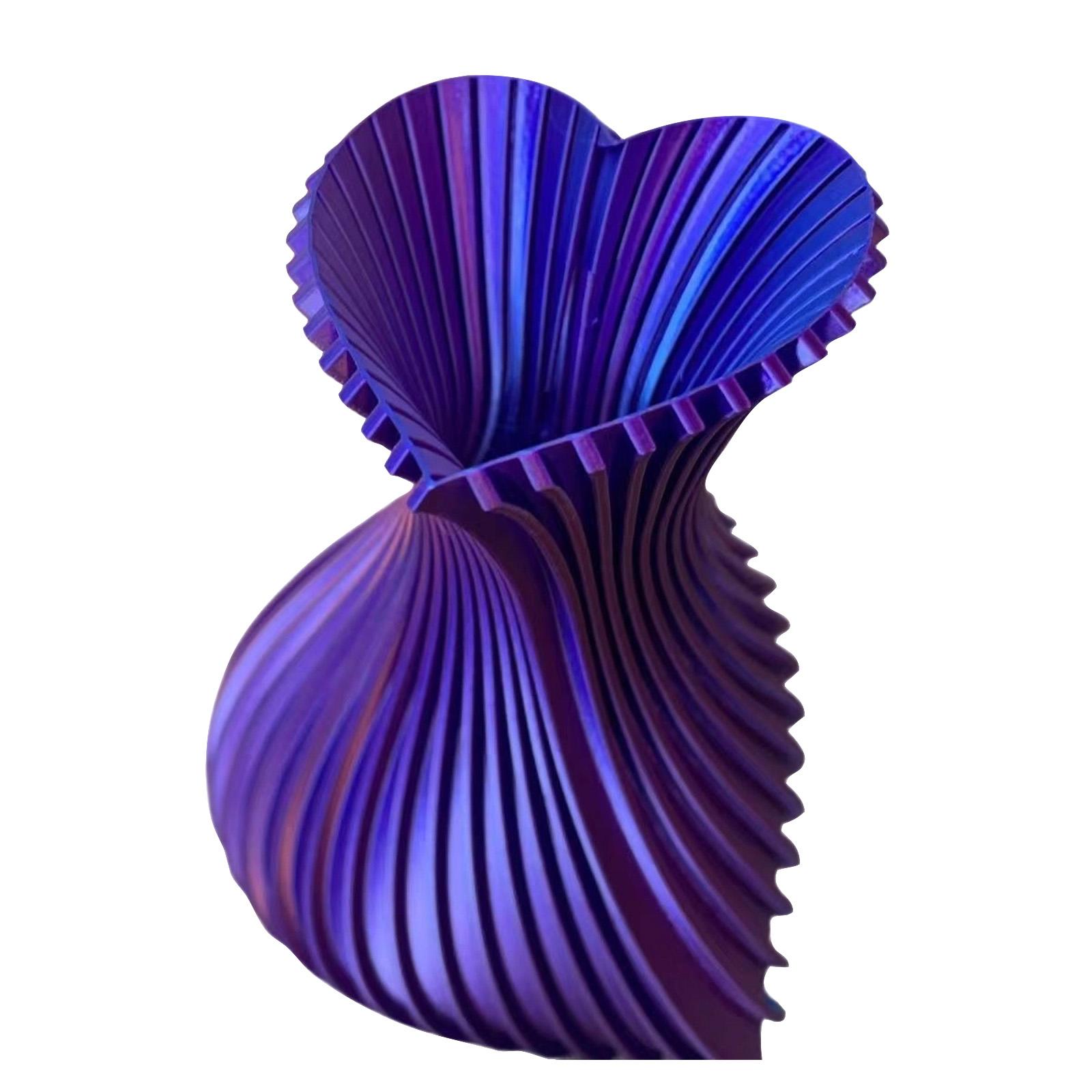 

3D-печатная ваза с уникальным текстурированным силуэтом - Современная художественная декоративная ваза для стола в гостиной дома, настольное украшение и цветочная композиция One Size фиолетовый