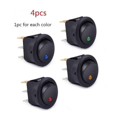 4pcs/set ON OFF Round Rocker Switch LED Car Dashboard Dash Boat Switches 3 Pins Switch