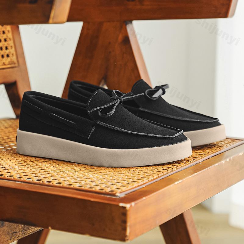

Мода 2025 Осень Новый Стиль Замша Повседневные Туфли-лодочки для мужчин Модные Трендовые Слипоны Удобные На шнуровке Массивные Кроссовки 39 чёрный