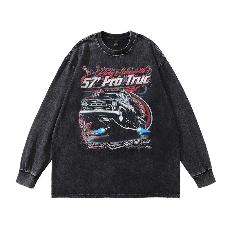 American Trendy Brand Punk Cartoon Print Spice Girl Long-Sleeved T-Shirt Men And Women Oversized High Street Tee