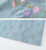 Summer Embroidered Two-Piece Home Set for Mature Women - Thin Cotton & Linen