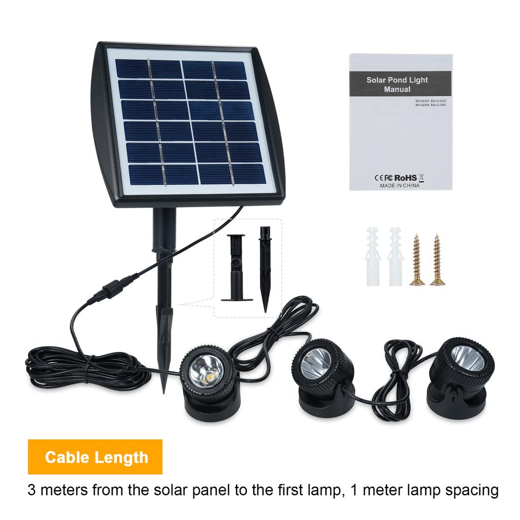 Three Heads Solar Pond Light Underwater Spotlights Waterproof Outdoor Decorative Lamp Submarine