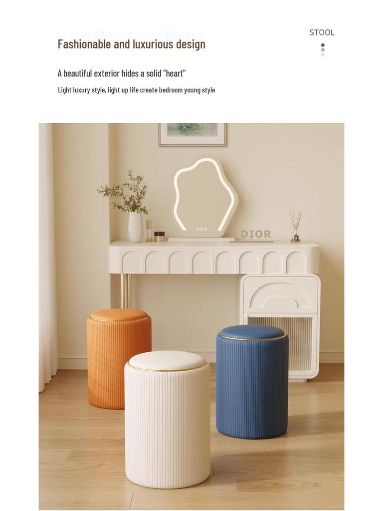 Wysyłka tego samego dnia Solidny drewniany stołek pod umywalkę, Kompaktowe siedzisko do makijażu i manicure, Oszczędzające miejsce krzesło do makijażu