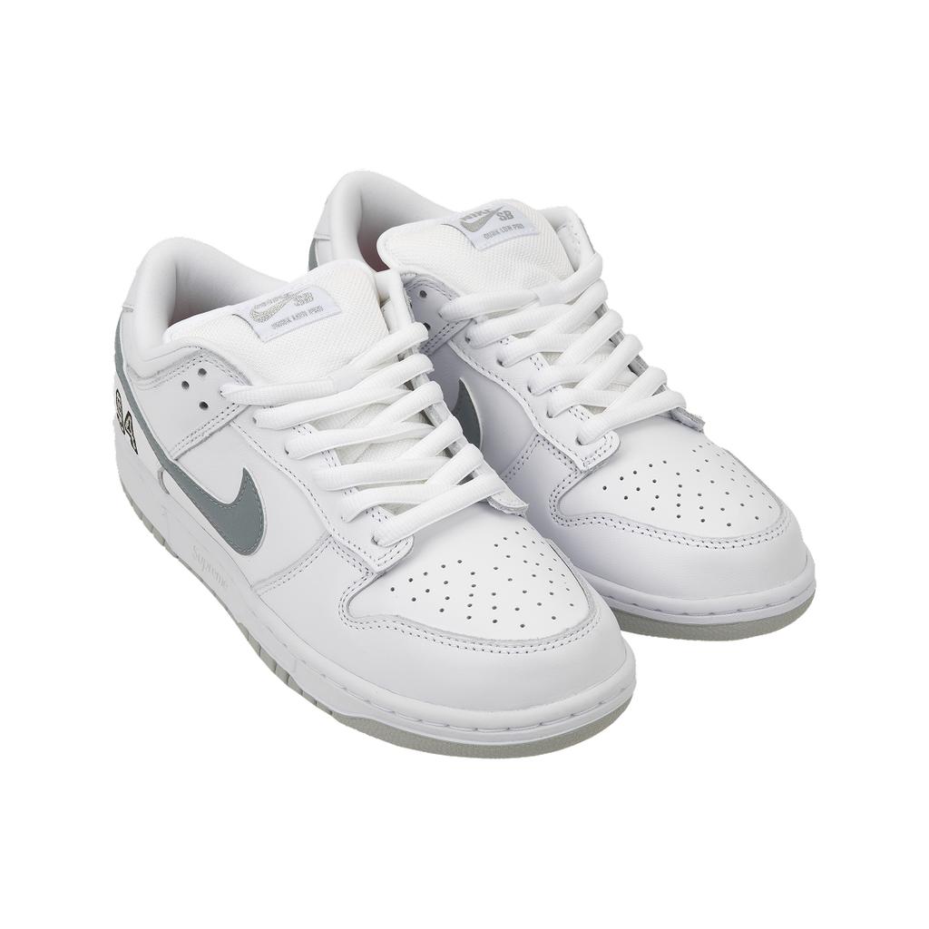 Supreme x Nike Dunk Low SB Bianco Argento Metallizzato Sneakers Unisex HQ8487-100