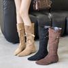 Autumn and winter new pointed thick heel short heel temperament French fashion sexy beautiful woman net boots