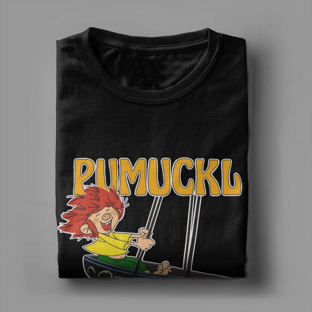 Pumuckl Swing T-Shirt Herren Reine Baumwolle Verrücktes T-Shirt Rundhalsausschnitt Anime Cartoon T-Shirt Kurzarm Kleidung Klassisch