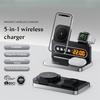 5-in-1 Magnetic Wireless Charger with Phone Stand, Magnetic Wireless Watch Charger, Magnetic Wireless Earphone Charger, and Digital Alarm Clock