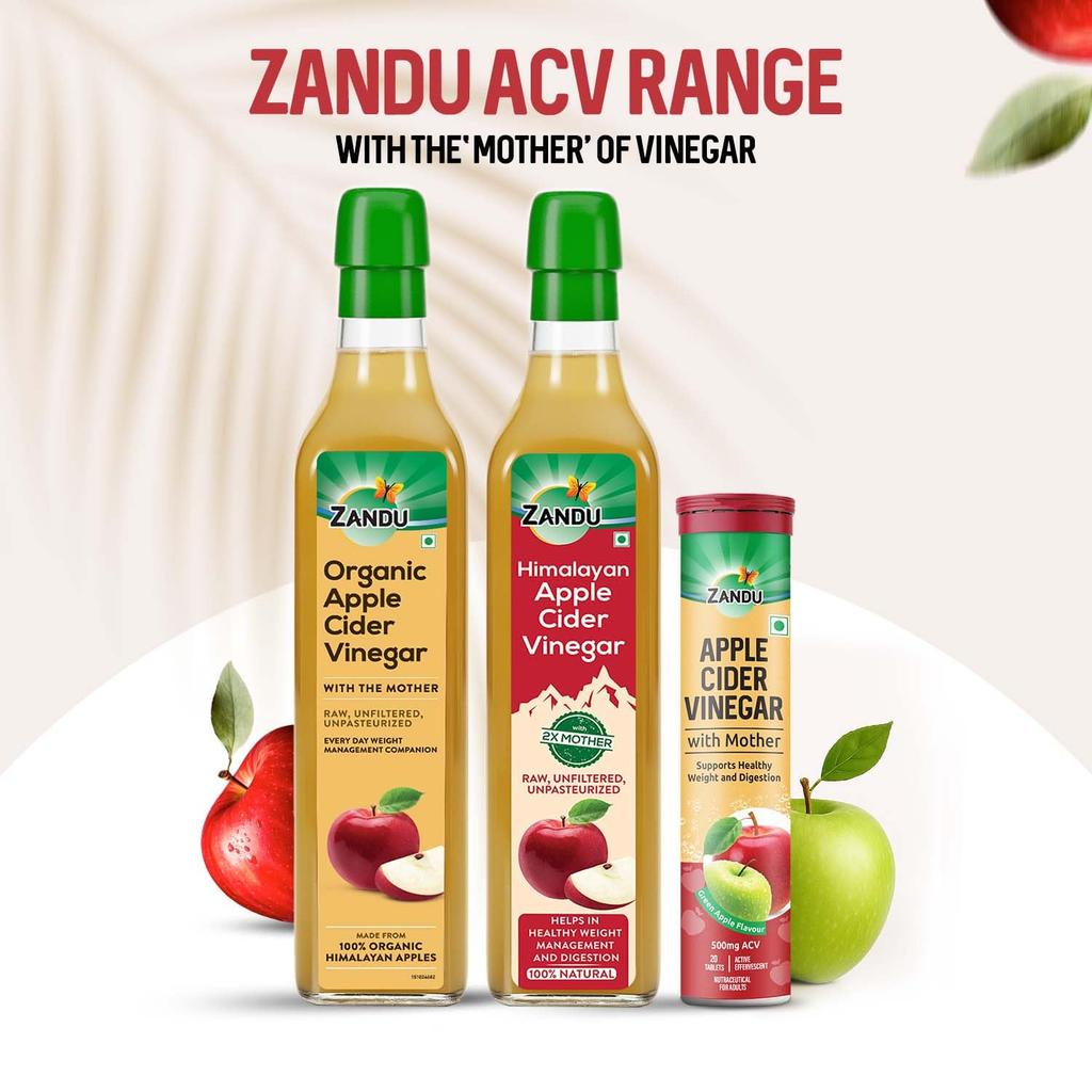 Zandu Apfelessig ACV Brausetabletten 20er Pack Grüner Apfel Geschmack Verdauungsunterstützung