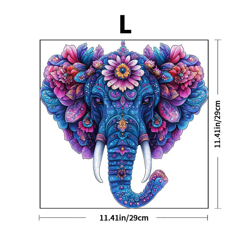 Elephant With Flowers Wooden Puzzle Irregular Small Animal Pieces Flat Wooden Puzzle