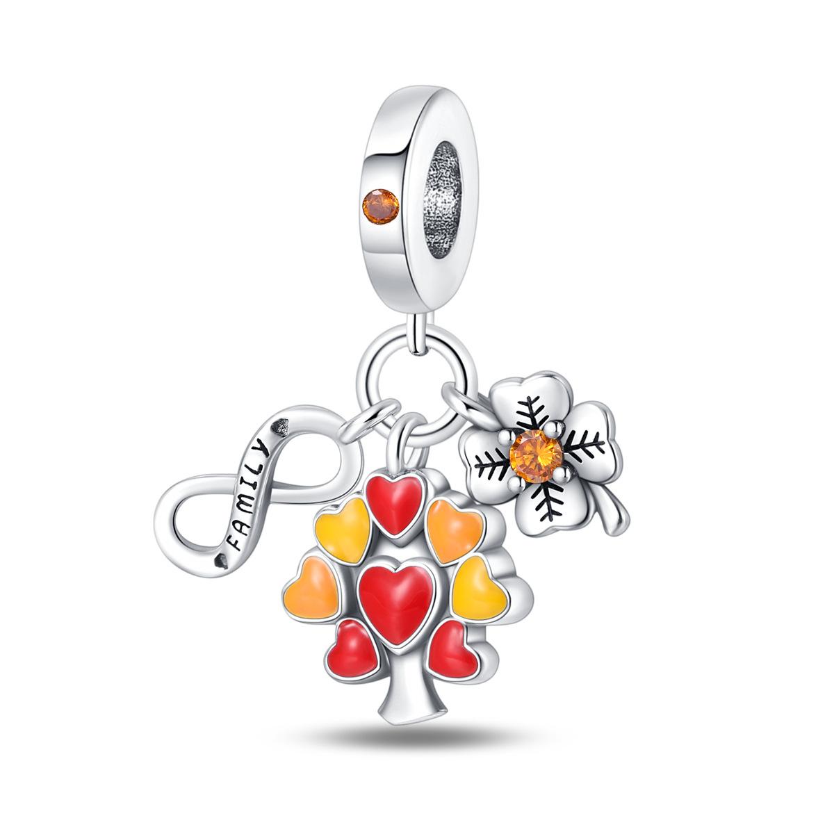 

Серебряный кулон из трех частей с изображением четырехлистного клевера и дерева жизни, ювелирные изделия высокого класса