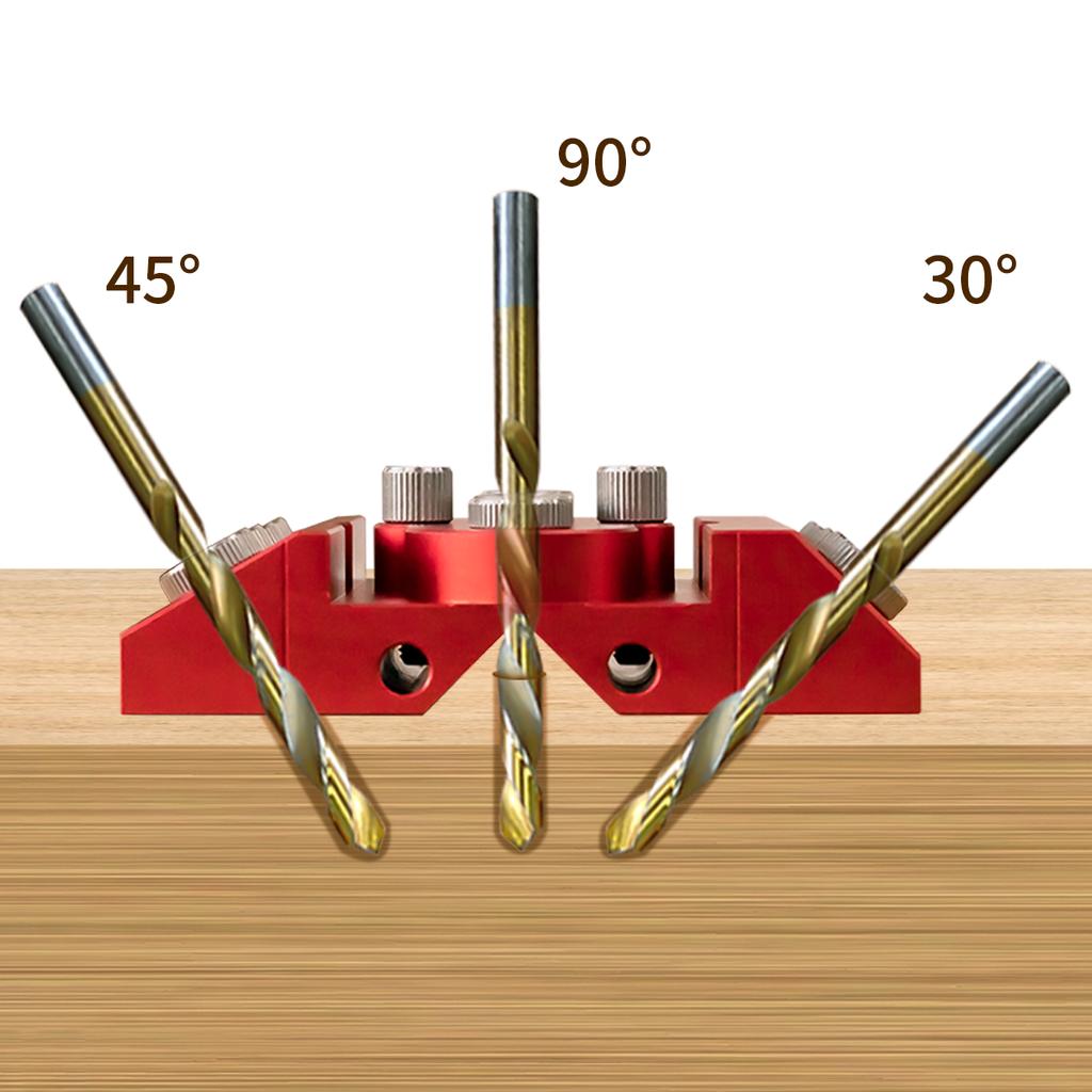 30°/45°/90° Aluminum Pocket Hole Jig Kit, Multi-Angle Drill Guide Set With Dual Extension Positioning Rods for Woodworking DIY