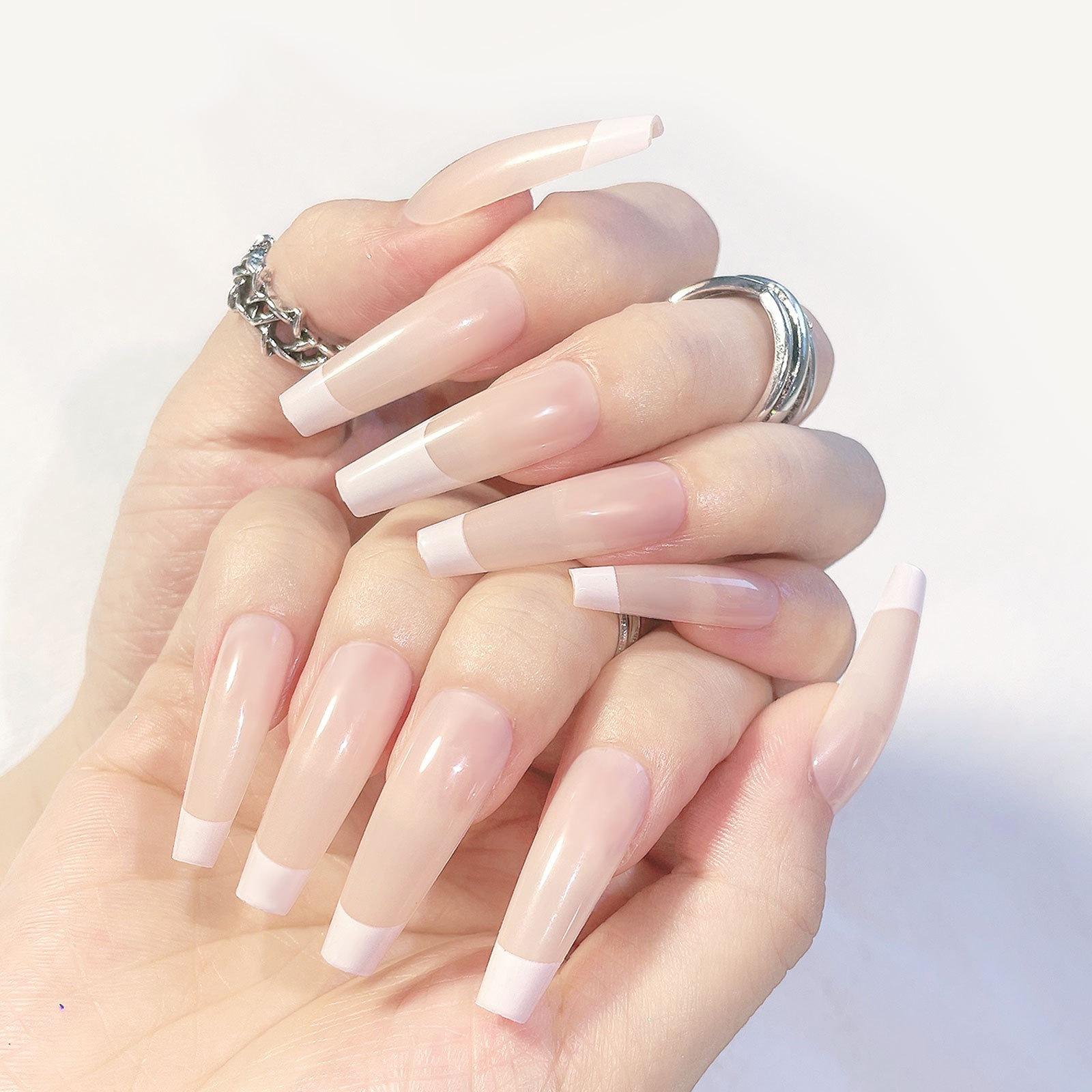 

Европейские и американские французские длинные балетные ногти, накладные ногти, 24 шт., накладные ногти, готовые ногти