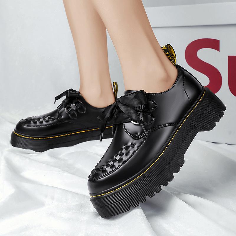 New summer platform heightening casual retro British style comfortable leather shoes