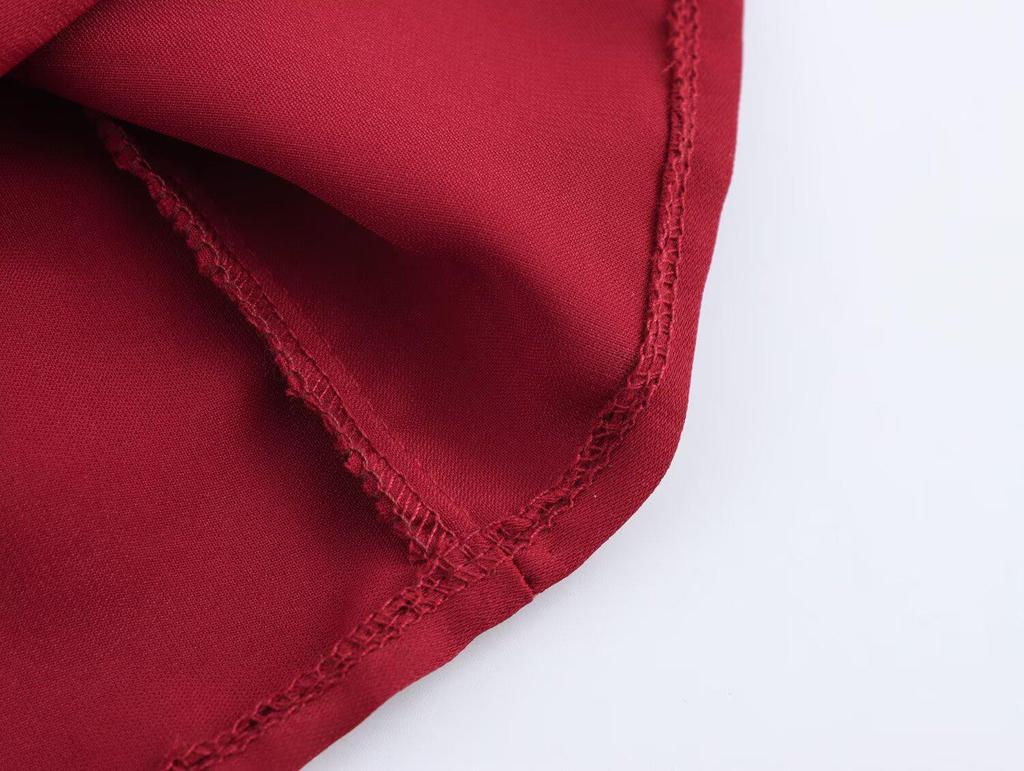 2025 Spring Women's European & American Style Shawl Collar Waist-Hugging Dress with Short Sleeves