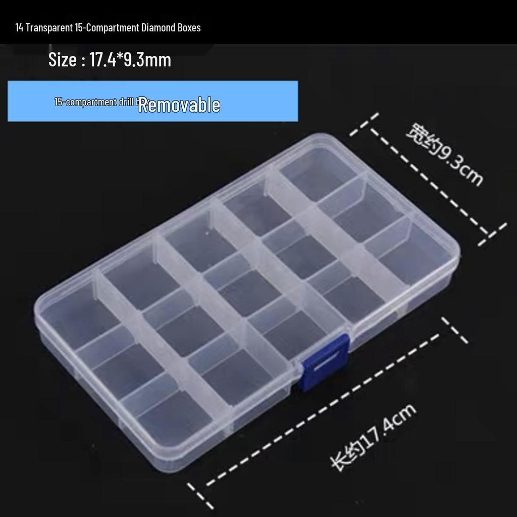 Nail Art & Jewelry Storage Box: 10 or 24 Small Grids for Drills & Ornaments
