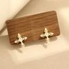 Novos brincos de cruz dourados e prateados com incrustação de pedra, de nicho europeu e americano, ear clips, brincos, presentes requintados e versáteis