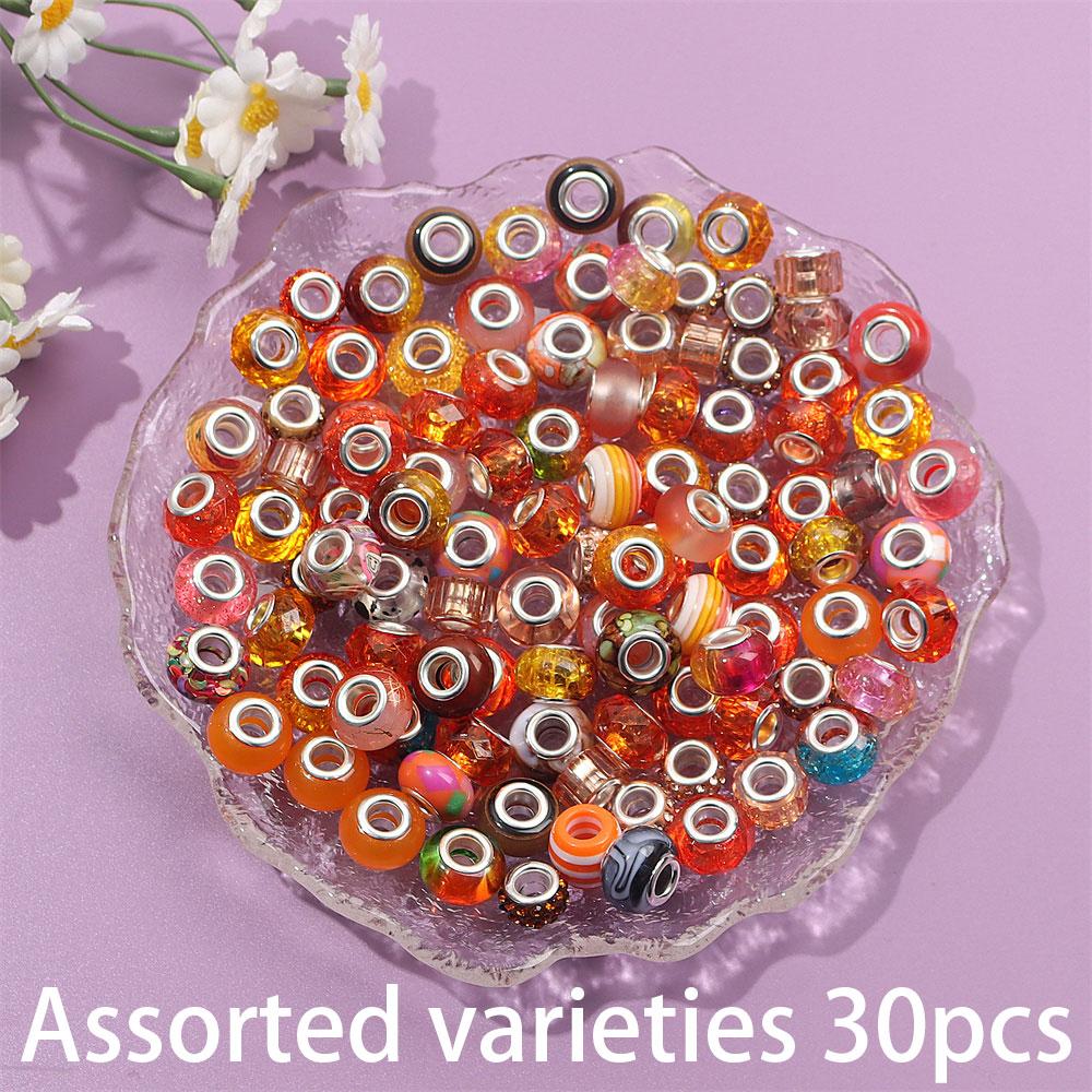 

30/50/100pcs European Craftsmanship Large Hole Beads Orange Interval Beads DIY Garden Beads, Bead Keychains, Necklaces Bracelets Jewelry Making 30pcs оранжевый