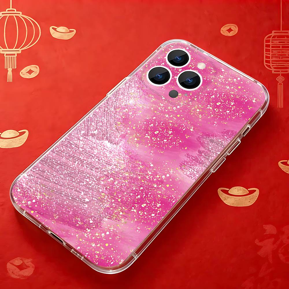 Strahlend Pinkes Mädchen G-Glitzer Handyhülle Für iPhone 17,16,15,14,13,12,11 Pro,Max,Plus,X,XS,XR,SE4,E Mini Klare Abdeckung