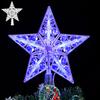 1Pcs Xmas Tree Topper Light Star Shaped LED Lamp Reusable Plastic Christmas Tree Decor for Festive Home Party Decoration