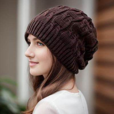 Autumn and Winter Women Warm Knitted Pure Color Cap Warm Ear Protection Casual Commuting Caps