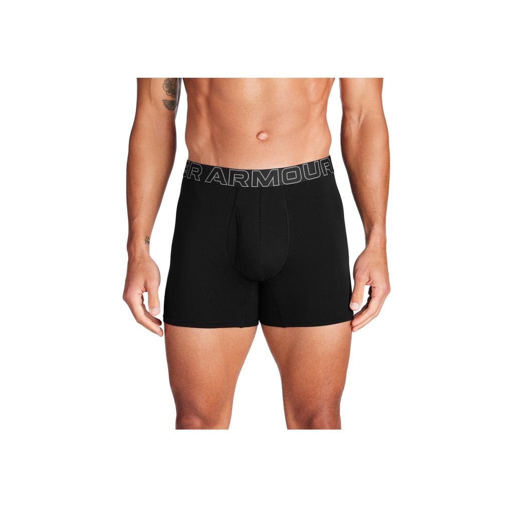 Under Armour Elastic Letter Logo Slim Fit Boxer Briefs 3 Pack Men underwear Black 1387425-001