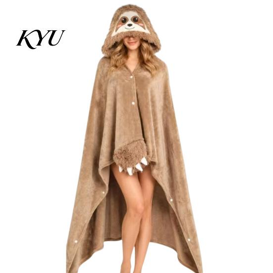 Pigiama Intero Vestibilità Larga Animale Coperta Indossabile con Cappuccio per Donna, Felpa Lunga in Flanella Oversize Donna Coperta Calda, Mantello Cosplay con Bottoni