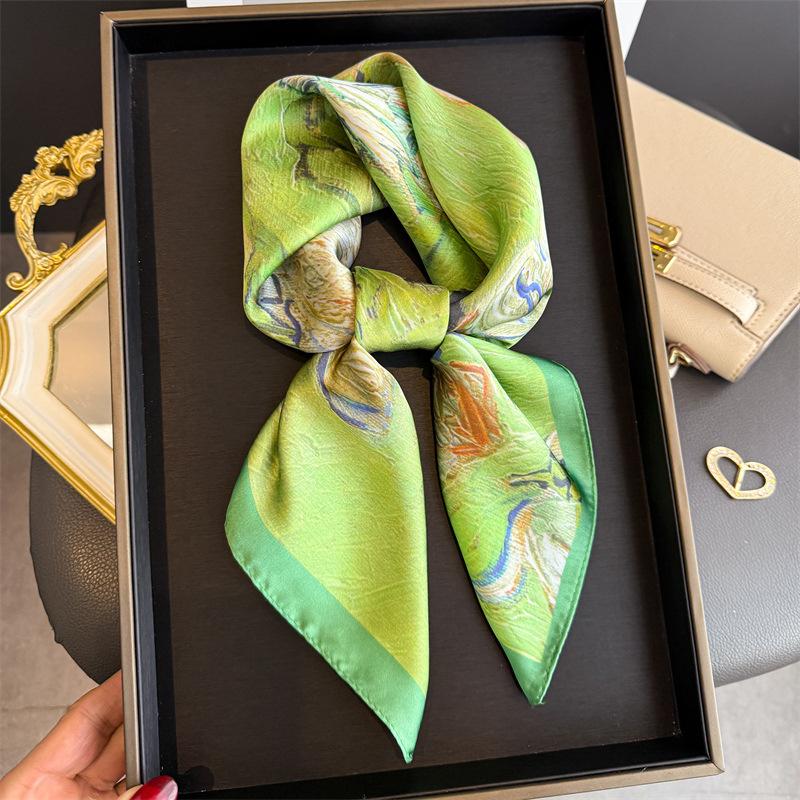 2026 New Floral Printed Square Scarf for Women Soft Lightweight Scarf Headbands Fashion Bag Tie Ribbon Hair Bands Bandana