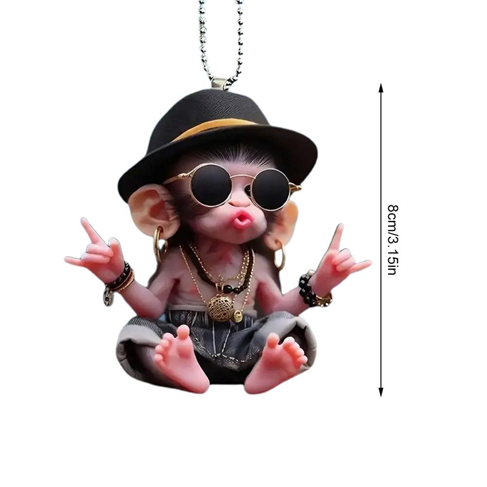 Acrylic Monkey Pendant Personalized Decor Pendant Christmas Monkey Pendant Acrylic Ornament for Car Cartoon Xmas Tree