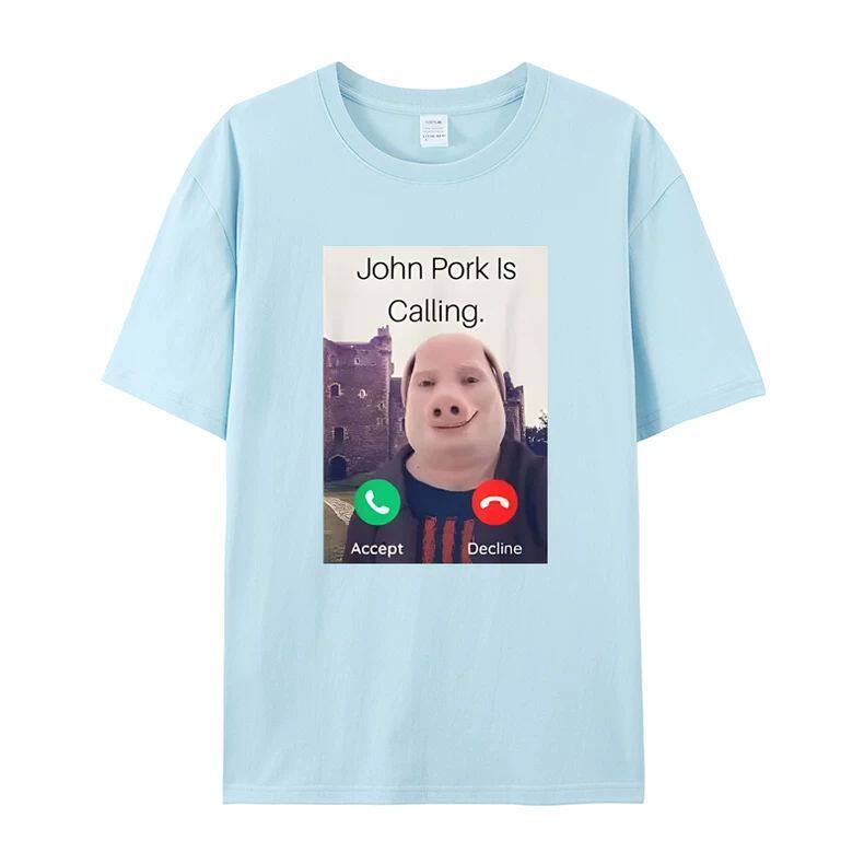 John Polk Is Answering A Phone Call on A Humorous and Interesting Pig Lover Printed Tshirt for Unisex and Women Casual Tshirt