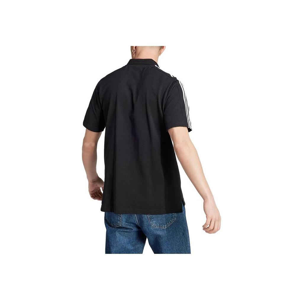 Adidas Embroidered Logo Half-Button Polo Shirt Men Tops Black IC9310