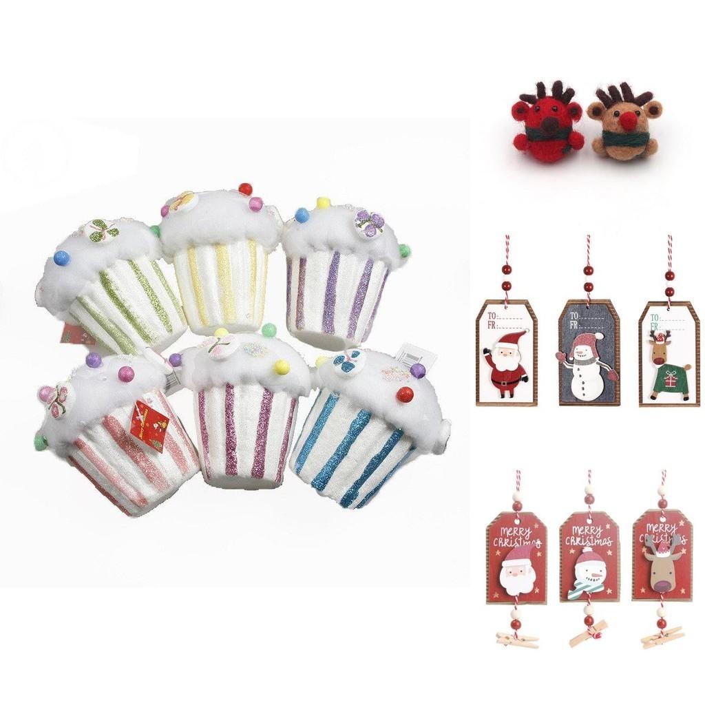 Colecție de Ornamente de Crăciun Frumos Lucrate Manual cu Designuri Unice din Feutru și Lemn pentru Decorarea Casei