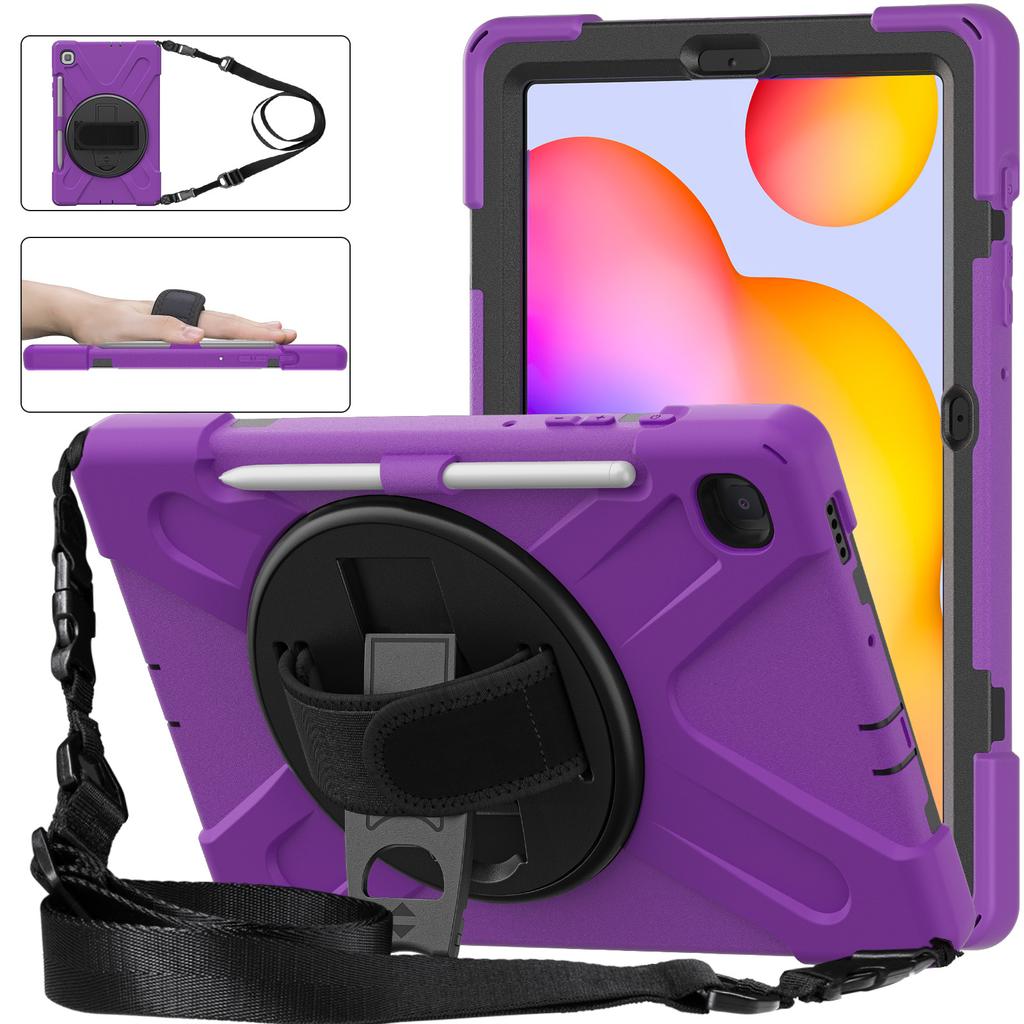 For Samsung Galaxy Tab S6 Lite Stand Case SMP620 P610 P613 P615 P619 Anti-knock Cover Holder with Pencil Slot and Shoulder Strap