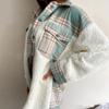 Women Winter Casual Fashion Classic Long Sleeve Lamb Wool Coat Plaid Coat