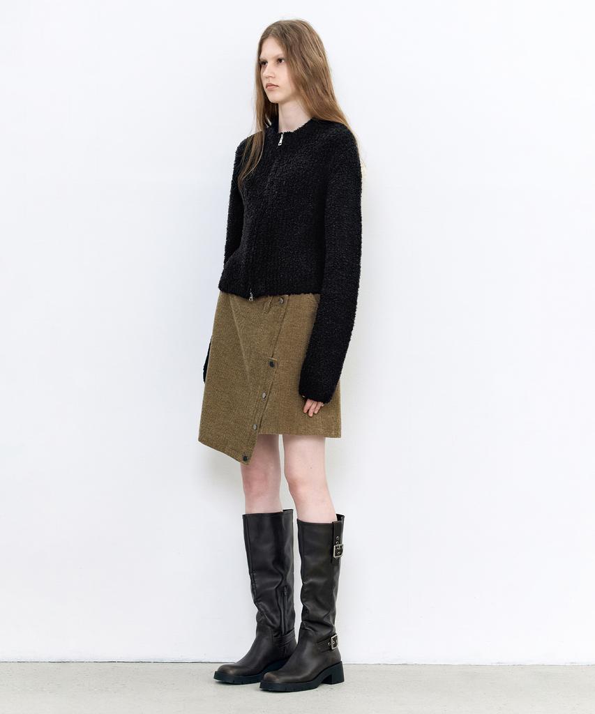 INSILENCE WOMEN Corduroy Asymmetrical Skirt Ash Brown