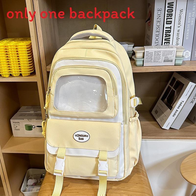 Simple Big Capacity Backpack With Transparent Compartments And Letter Decor