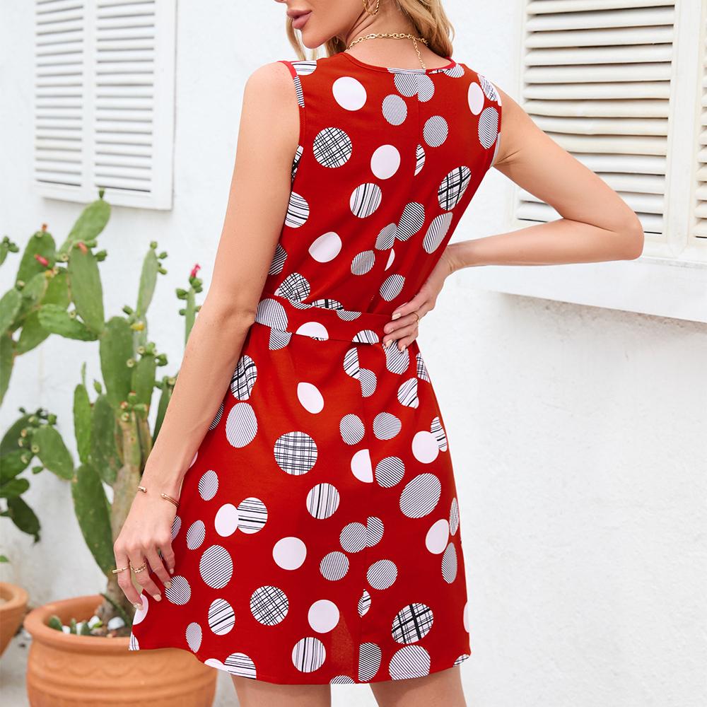 Damski Letni Nowy Produkt Retro Imprezowy Wzór Kropki Fali