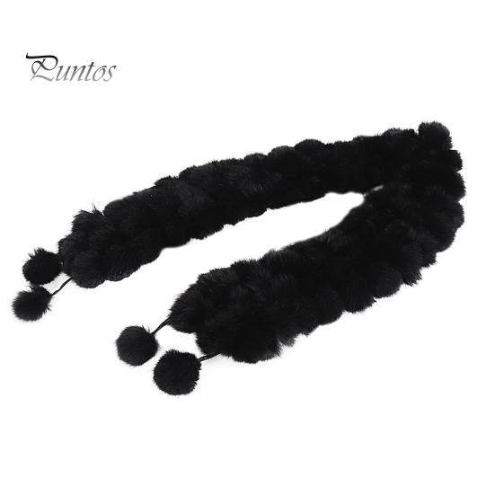 Wool Pom-Pom Scarf Women Thickened Winter Scarf Imitation Rabbit Fur Comfortable Knit Winter Scarf Neckwear