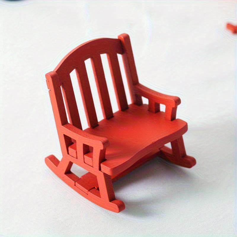 Dollhouse European Vintage Wooden Rocking Chair Mini Christmas Decoration Set Accessories