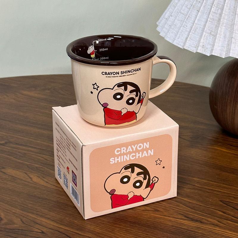 Cute Ceramic Mug Children's Scale Crayon Shin Shiba Drinking Water Cup Couple Style Breakfast Cup Birthday Gift