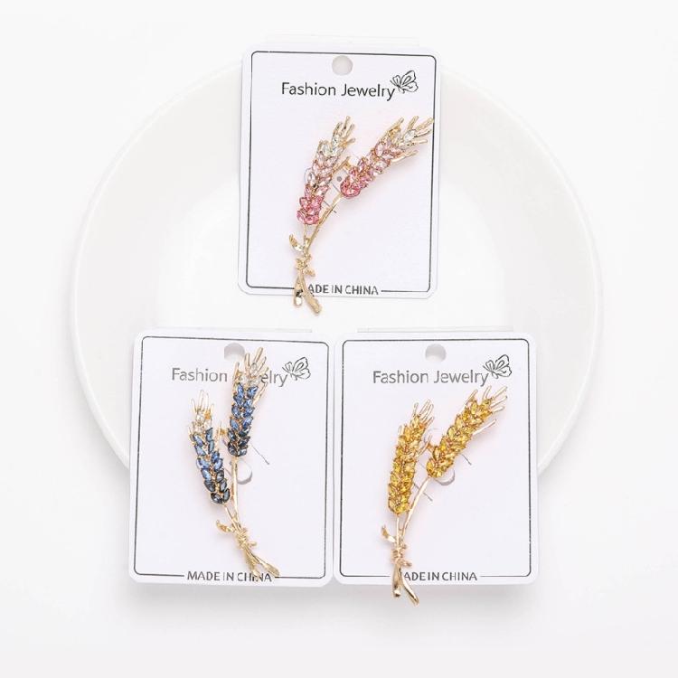 Fashionable Wheat Ear Brooches Ornament Sparkling Crystal Pins Lapel Pins