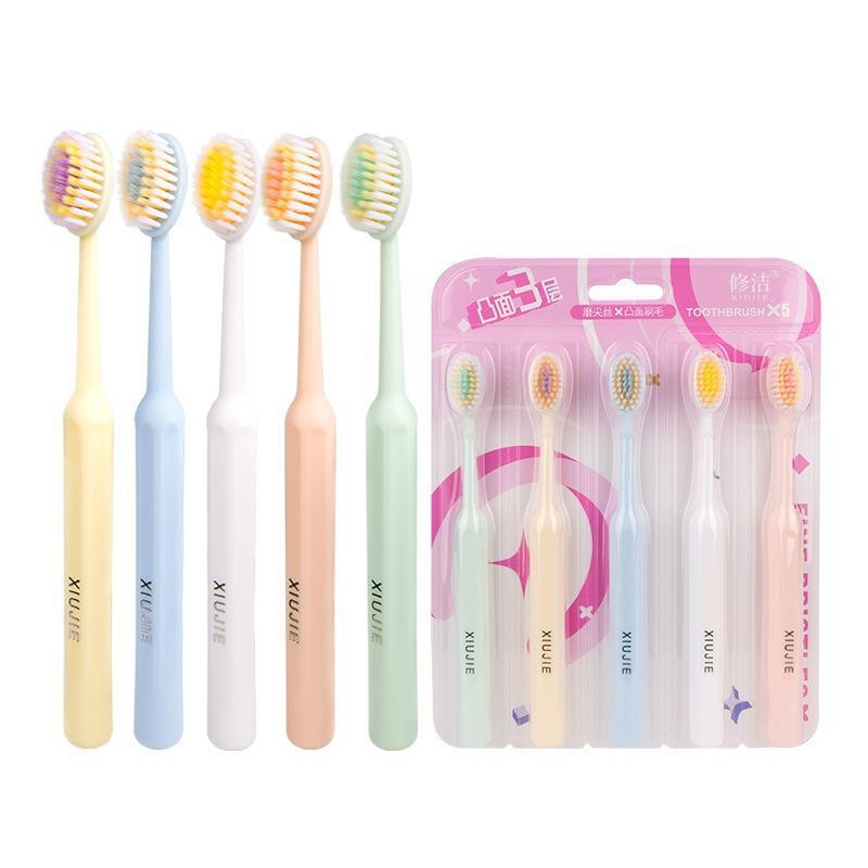 Popular Roman column handle big head toothbrush adult male and female couples travel supermarket family 5 toothbrushes