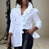 Women Long Sleeve Ruffles Blouse Office Lady Buttons Women White Shirts V Neck Elegant Shirt Woman Fashion Female 26550