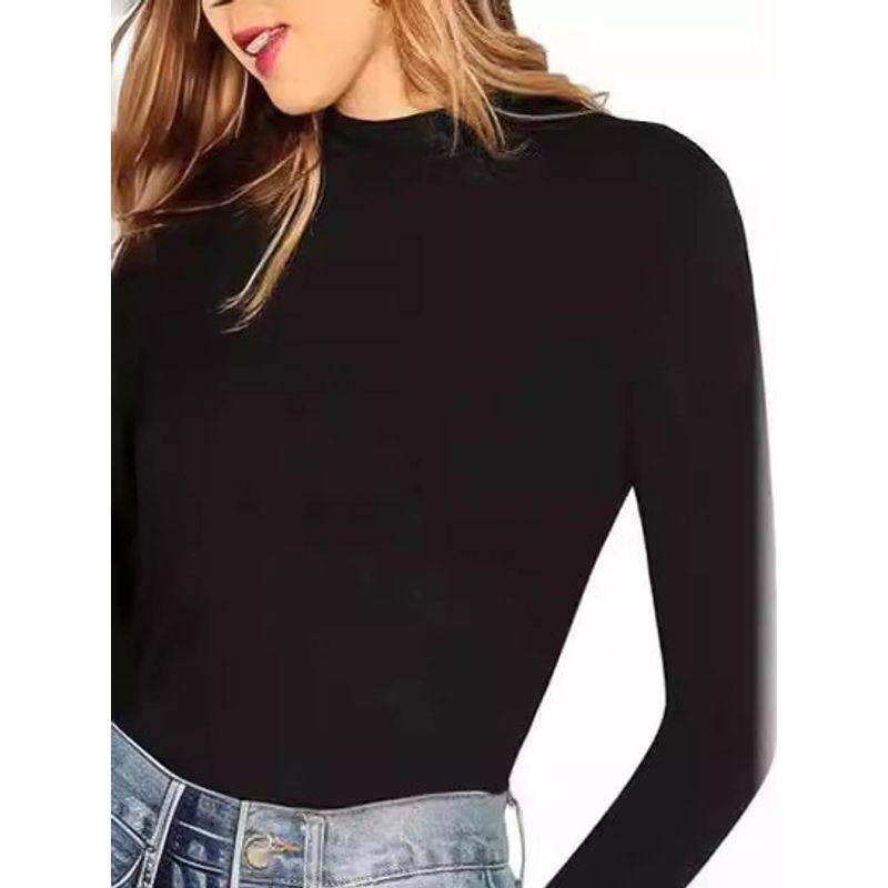Solid Color round Neck Long Sleeved Top Women Pure Color round Neck Long Sleeve Top